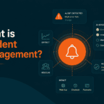 Illustration titled What is Incident Management, showing an alert at the center surrounded by stages for detect, AI investigation, root cause, impact, and resolve